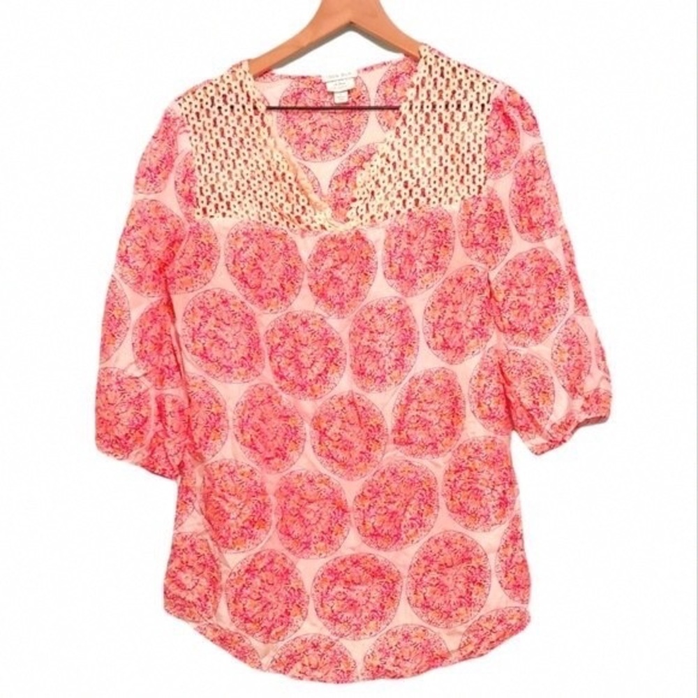 Calypso St. Barth Pink and Cream Patterned Blouse